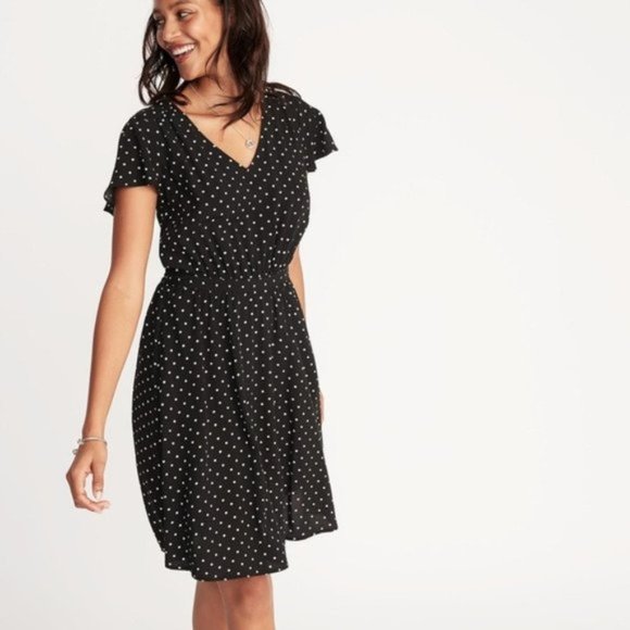 Old Navy Black Polka Dot Dress - Picture 1 of 5
